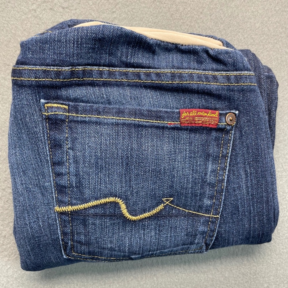 7 For All Mankind Dark Blue Flare/Wide Leg Jeans